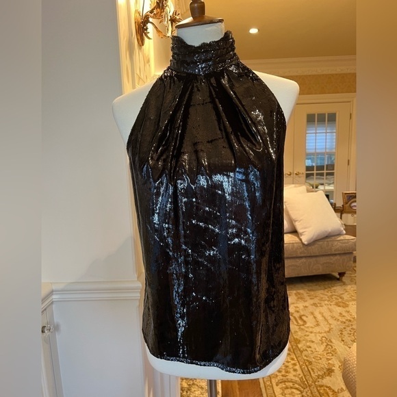 RTA black mock neck shimmer halter top size small - Picture 2 of 12